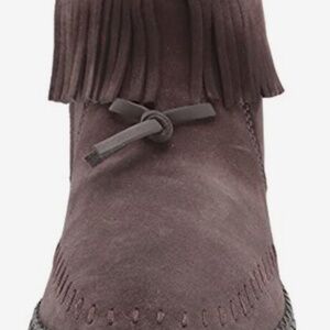 UGG KENNADI Taupe Brown Suede Fringe Ankle Booties Size 9.5 LIKE NEW